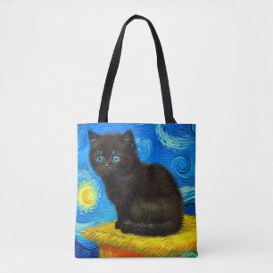 Van Gogh Style Starry Night Cat Tasche