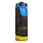 Van Gogh Style Starry Night Cat Thermosbecher (Vorderseite)