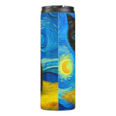Van Gogh Style Starry Night Cat Thermosbecher (Rückseite)