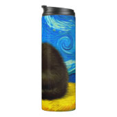 Van Gogh Style Starry Night Cat Thermosbecher (Nach rechts gedreht)