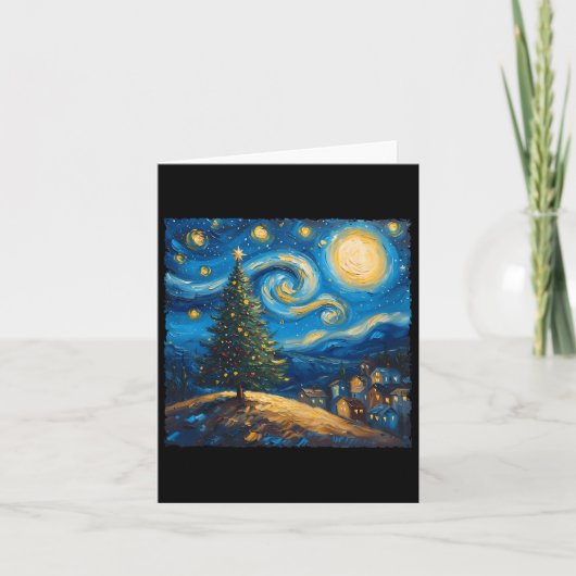 Van Gogh Style The Starry Night Christmas Tree Vil Karte (Vorderseite)