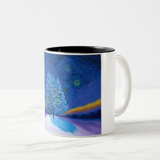 Van Gogh Style Weihnachten Zweifarbige Tasse (VorderseiteRechts)