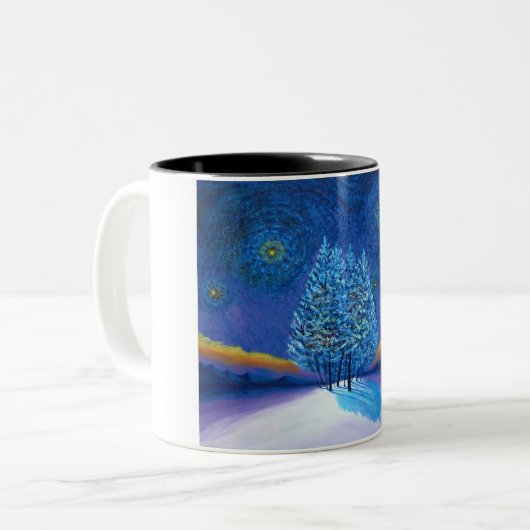 Van Gogh Style Weihnachten Zweifarbige Tasse (Vorderseite Links)