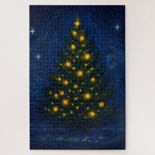 Van Gogh-Style Weihnachtsbaum Puzzle (Vertikal)