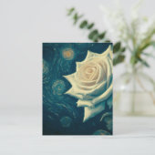 Van Gogh Style White Rose auf der Starry Night Postkarte (Stehend Vorderseite)