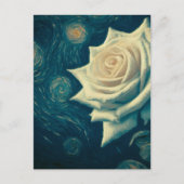 Van Gogh Style White Rose auf der Starry Night Postkarte (Vorderseite)
