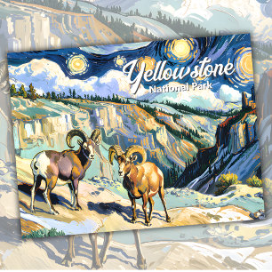 Van Gogh Style Yellowstone Bighorn Sheep Custom Postkarte