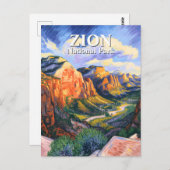 Van Gogh Style Zion National Park Angels Landing Postkarte (Vorne/Hinten)
