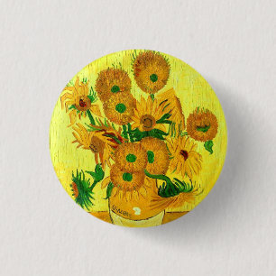 Van Gogh Sunflowers Button