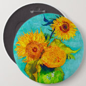 Van Gogh Sunflowers Button (Vorne & Hinten)