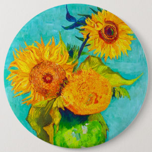 Van Gogh Sunflowers Button