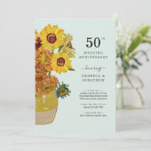 Van Gogh Sunflowers Einladung zum Hochzeitstag (Stehend Vorderseite)