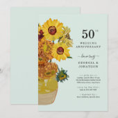 Van Gogh Sunflowers Einladung zum Hochzeitstag (Vorne/Hinten)
