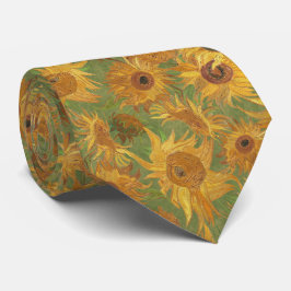 Van Gogh Sunflowers green yellow ochre goldenrod Krawatte