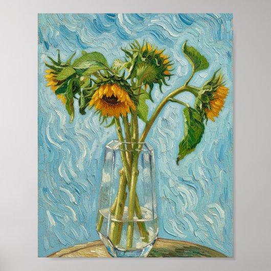 Van Gogh Sunflowers in a Glass Vase Poster (Vorne)