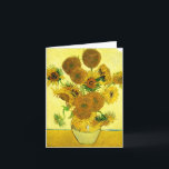 Van Gogh Sunflowers Note Card Karte<br><div class="desc">Van Gogh Sunflowers note card. Oil painting on canvas from 1888. Vase with Fifteen Sunflowers is one of Vincent Van Gogh’s most beloved still life works. The brilliant use of yellows quietly evokes the end of summer. A great gift for fans of sunflowers, Van Gogh, impressionism, and still life art....</div>