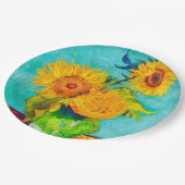 Van Gogh Sunflowers Pappteller (Schrägansicht)