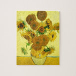 Van Gogh Sunflowers Puzzle<br><div class="desc">Van Gogh Sunflowers Rätsel. Ölmalerei auf Leinwand aus dem Jahr 1888. Vase mit 15 Sonnenblumen ist eine der beliebtesten Stillleben-Werke von Vincent Van Gogh. Die brillante Verwendung von Gelb erinnert ruhig an das Ende des Sommers. Ein großartiges Geschenk für Sonnenblumenfreunde,  Van Gogh,  Impressionismus und Stillleben Kunst.</div>