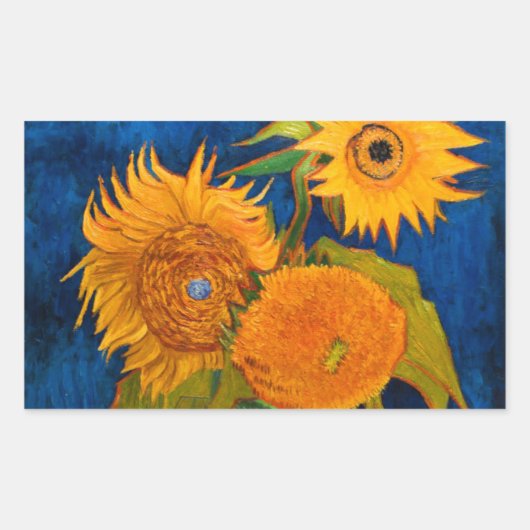 Van Gogh Sunflowers Rechteckiger Aufkleber (Vorderseite)