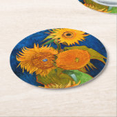 Van Gogh Sunflowers Runder Pappuntersetzer (Angewinkelt)
