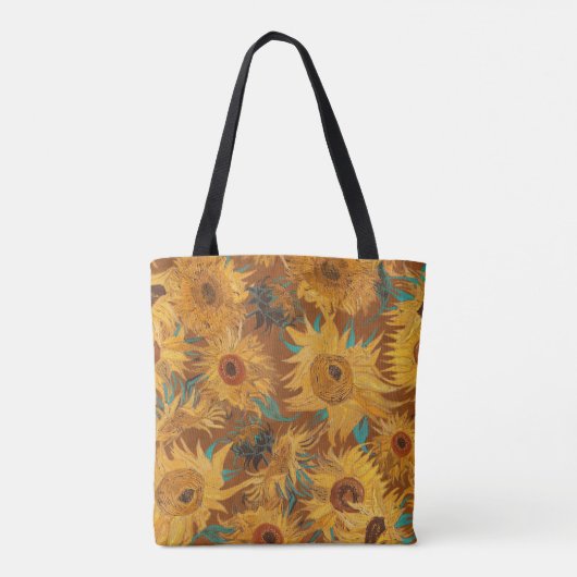 Van Gogh Sunflowers Rust Brown Monogram Tasche (Rückseite)
