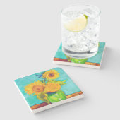 Van Gogh Sunflowers Steinuntersetzer (Seitenansicht)