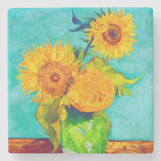 Van Gogh Sunflowers Steinuntersetzer (Vorderseite)