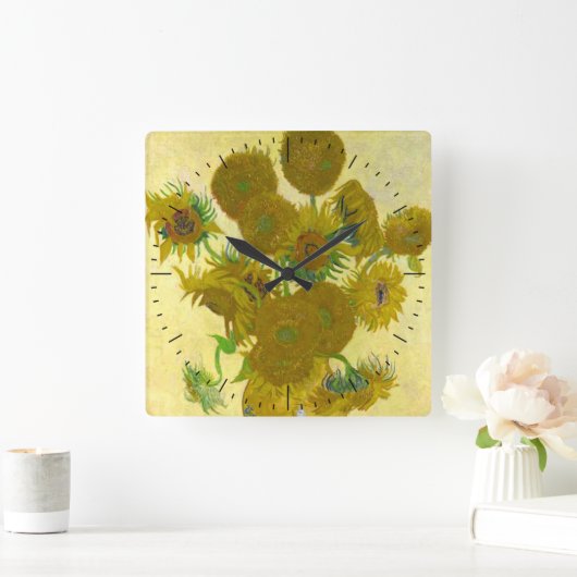Van Gogh Sunflowers Timepiece Quadratische Wanduhr (Zuhause)