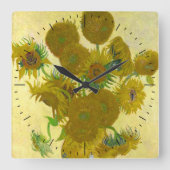 Van Gogh Sunflowers Timepiece Quadratische Wanduhr (Vorderseite)