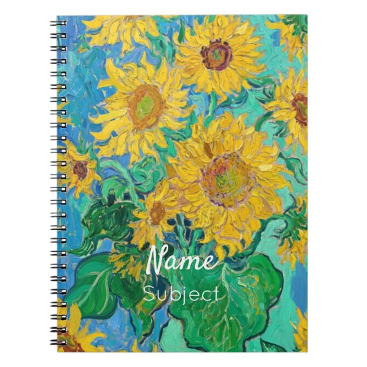  Van Gogh Sunflowers Yellow Flowers Custom Name Notizblock (Vorderseite)