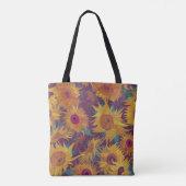 Van Gogh Sunflowers Yellow Violet Monogram Tasche (Rückseite)