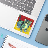 Van Gogh Tabby Cat Aufkleber (Laptop mit iPhone)