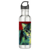 Van Gogh Tabby Cat Edelstahlflasche (Vorderseite)