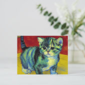 Van Gogh Tabby Cat Feiertagspostkarte (Stehend Vorderseite)