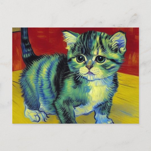 Van Gogh Tabby Cat Feiertagspostkarte (Vorderseite)