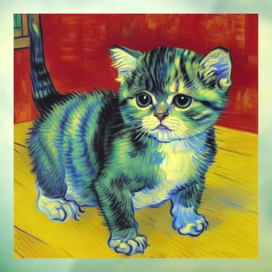 Van Gogh Tabby Cat Fensteraufkleber (Blatt 3)