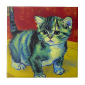 Van Gogh Tabby Cat Fliese (Vorderseite)