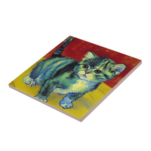 Van Gogh Tabby Cat Fliese (Seite)