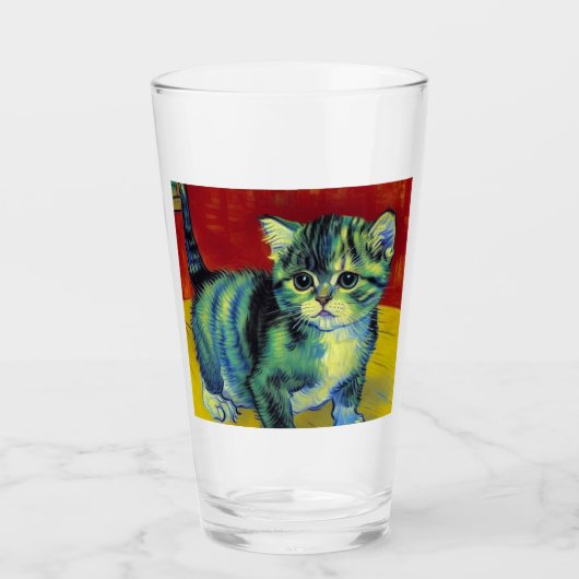 Van Gogh Tabby Cat Glas (Vorderseite)