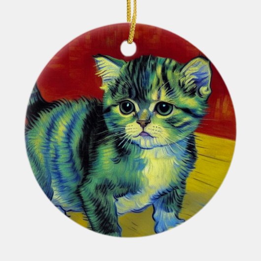 Van Gogh Tabby Cat Keramik Ornament (Vorne)