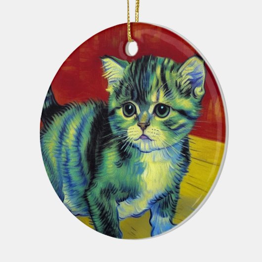 Van Gogh Tabby Cat Keramik Ornament (Links)