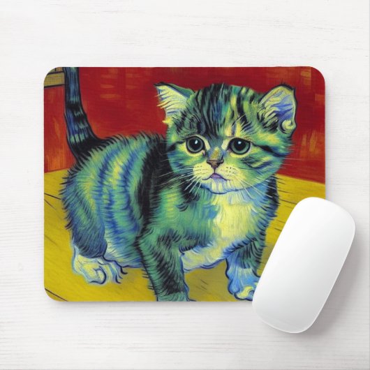 Van Gogh Tabby Cat Mousepad (Mit Mouse)