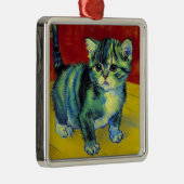 Van Gogh Tabby Cat Ornament Aus Metall (Rechts)