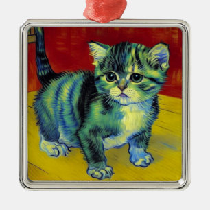 Van Gogh Tabby Cat Ornament Aus Metall