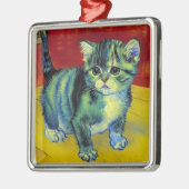 Van Gogh Tabby Cat Ornament Aus Metall (Links)