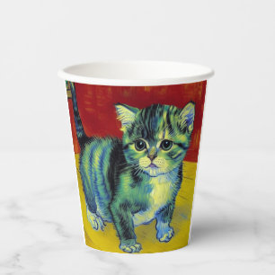 Van Gogh Tabby Cat Pappbecher