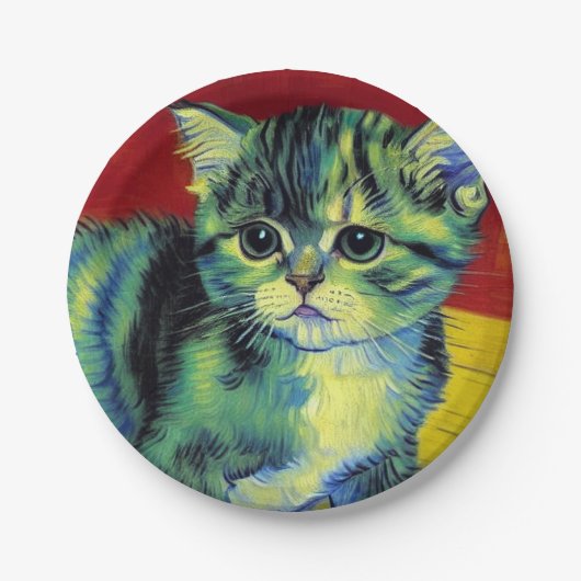 Van Gogh Tabby Cat Pappteller (Vorderseite)