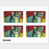 Van Gogh Tabby Cat Rechteckiger Aufkleber (Blatt)