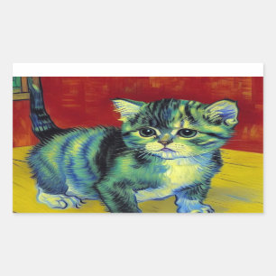 Van Gogh Tabby Cat Rechteckiger Aufkleber