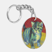 Van Gogh Tabby Cat Schlüsselanhänger (Vorderseite links)
